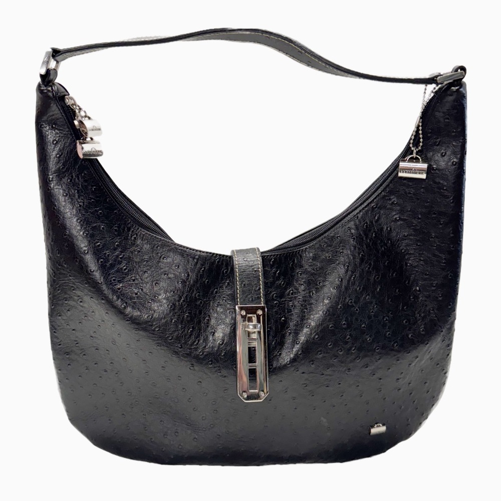 La Bagagerie | Black Textured Shoulder Bag - Chic Classic